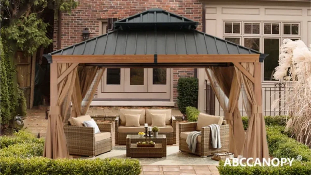 ABCCANOPY Hardtop Gazebo Outdoor Permanent Double Top Gazebo with Netting – Assembly Guide