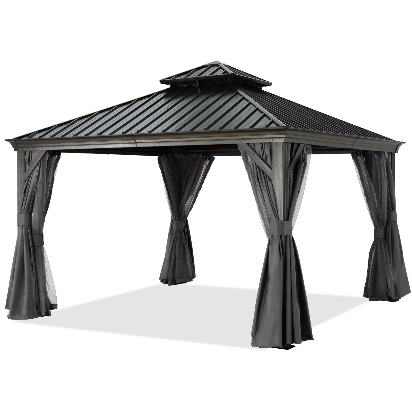 ABCCANOPY Hardtop Gazebo Outdoor Permanent Double Top Gazebo with Netting