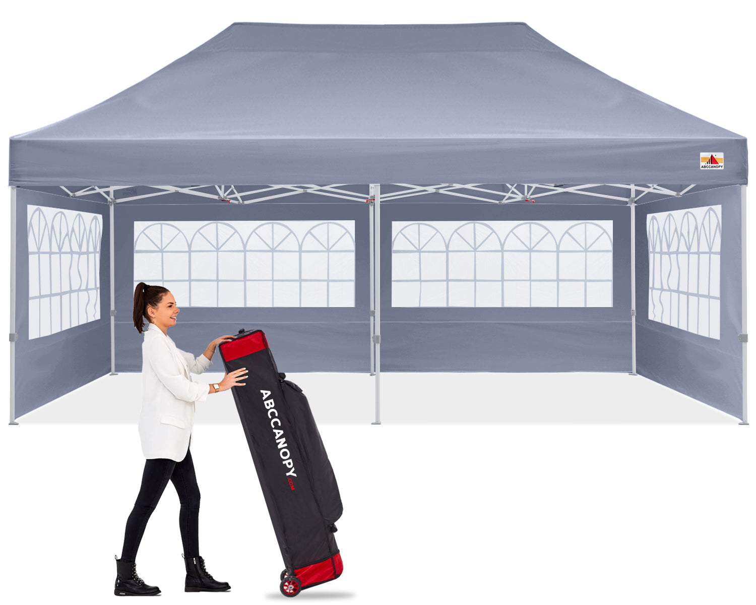 ABCCANOPY Pop Up Church Canopy Tent with Window Sidewalls (S1 Commercial) - 8x8, 10x10, 10x15, 10x20