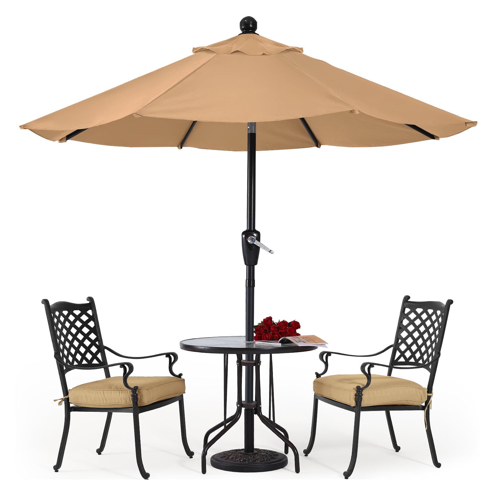 ABCCANOPY Outdoor Waterproof Table 8 Ribs Umbrella with Crank