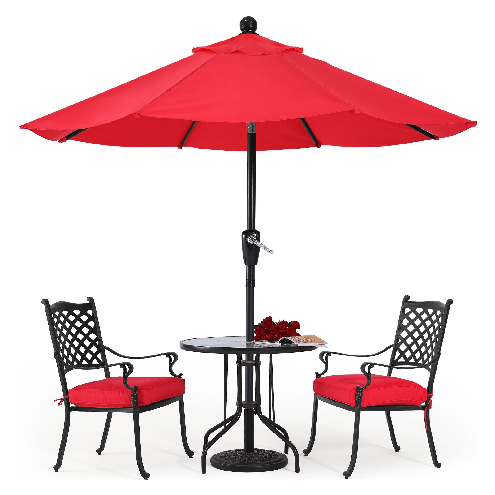 Outdoor Waterproof Table 8 Ribs Umbrella with Push Button Tilt and Crank