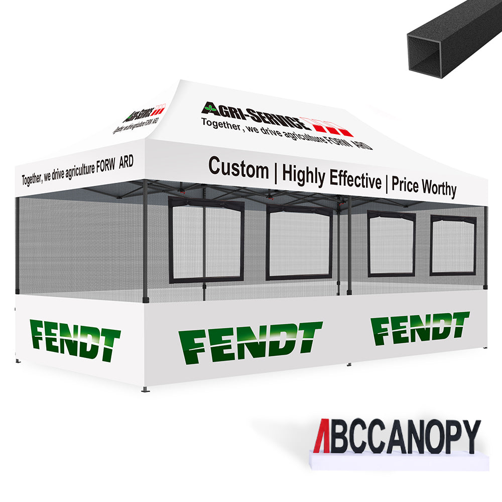 ABCCANOPY Custom Food Booth with Roll-Up Windows & Mesh - 10x10, 10x15, 10x20