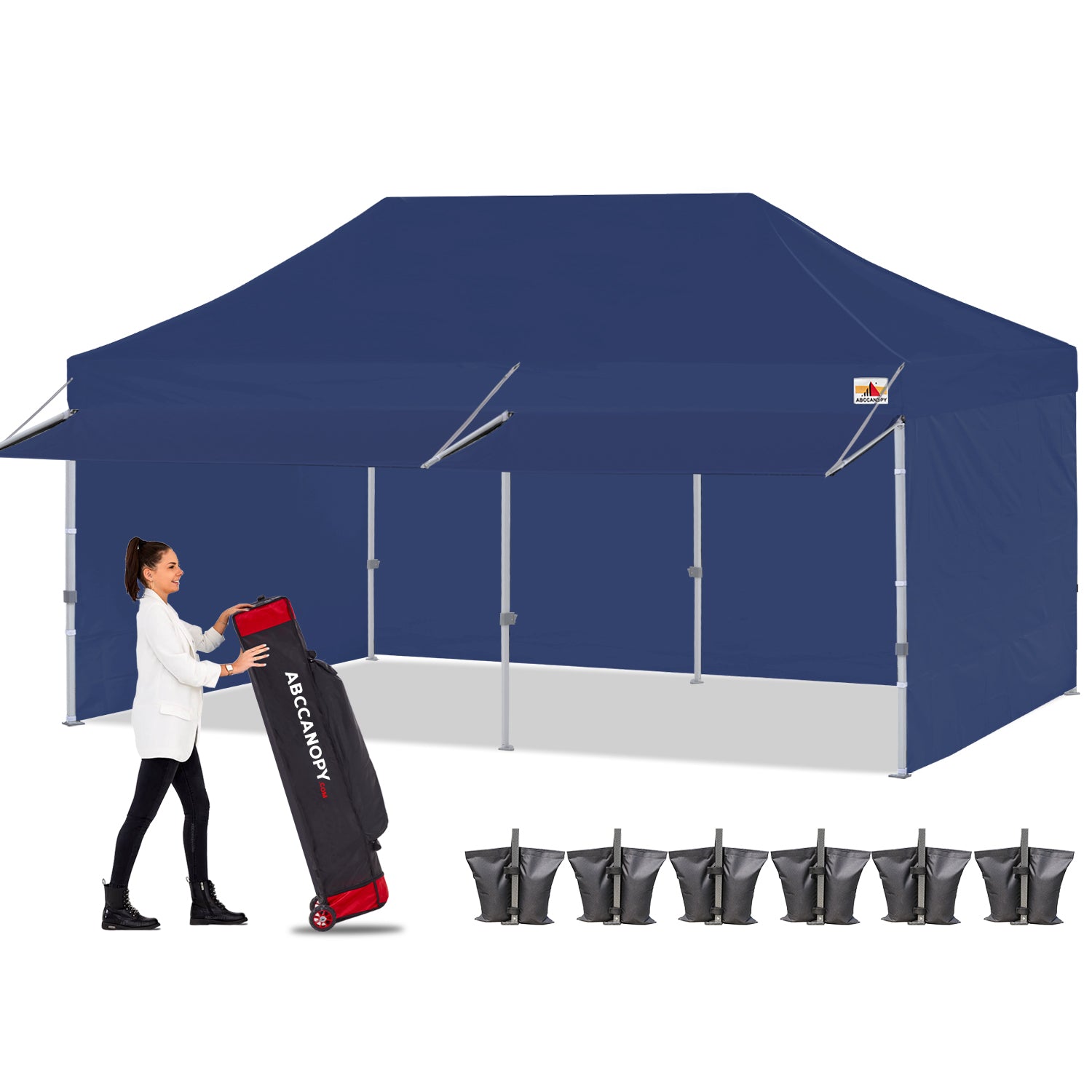 ABCCANOPY S1 Commercial Pop Up Canopy Tent with Awning and Sidewalls - 10x10, 10x20