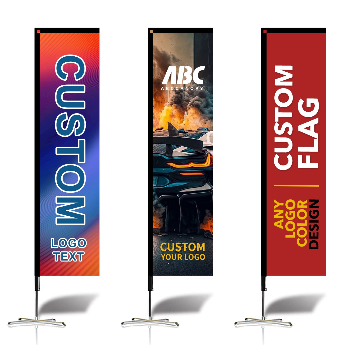 ABCCANOPY Custom Double Sided Teardrop Feather Flag Advertising 8FT/10FT/12FT (1 Flag)