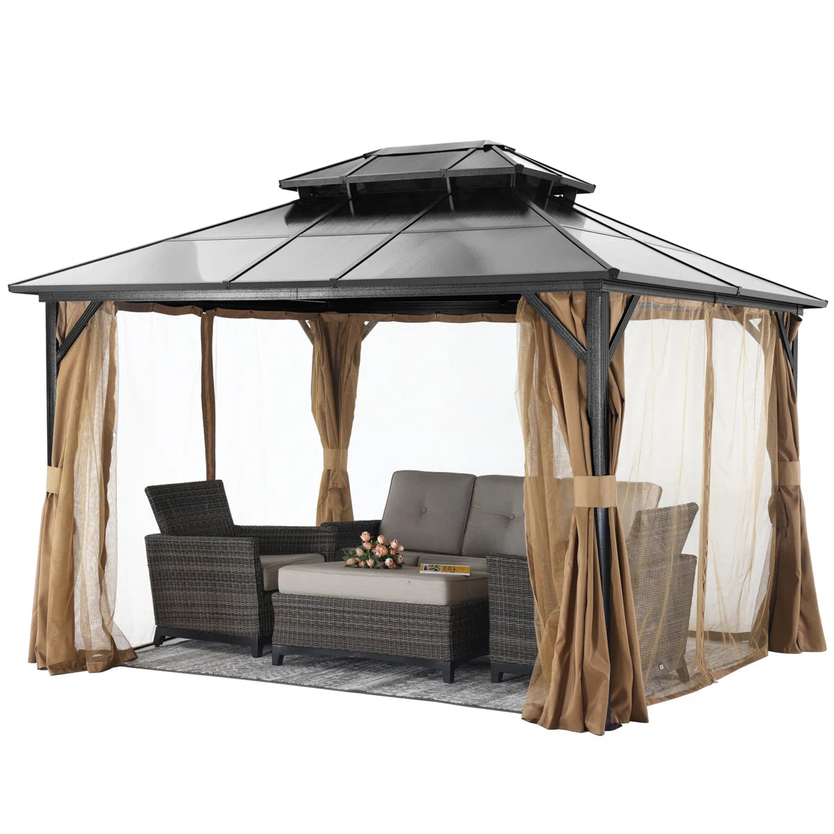 ABCCANOPY 10x12 Aluminum Patio Gazebo Double Roof Hardtop