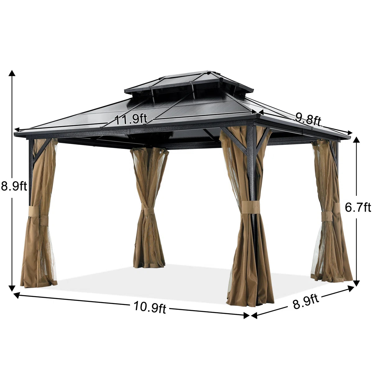 ABCCANOPY 10x12 Aluminum Patio Gazebo Double Roof Hardtop
