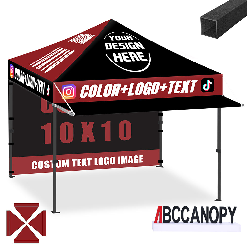 ABCCANOPY 10x10 Custom Pop Up Canopy Tent with Awning & Sidewalls (S1 Nova Base™-Lite)