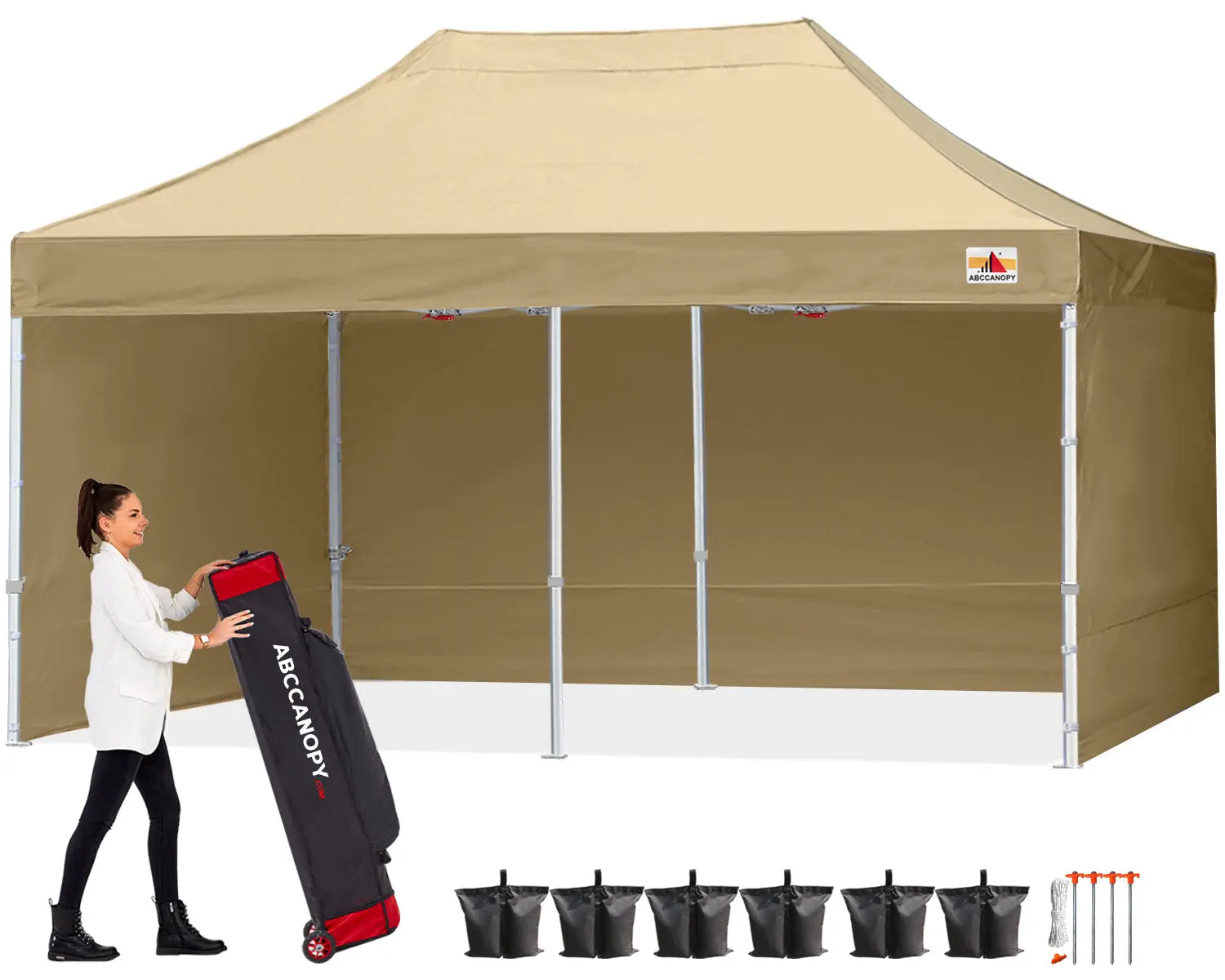 ABCCANOPY S1 Commercial Pop Up Canopy Tent with Sidewalls - 10x10, 10x15, 10x20