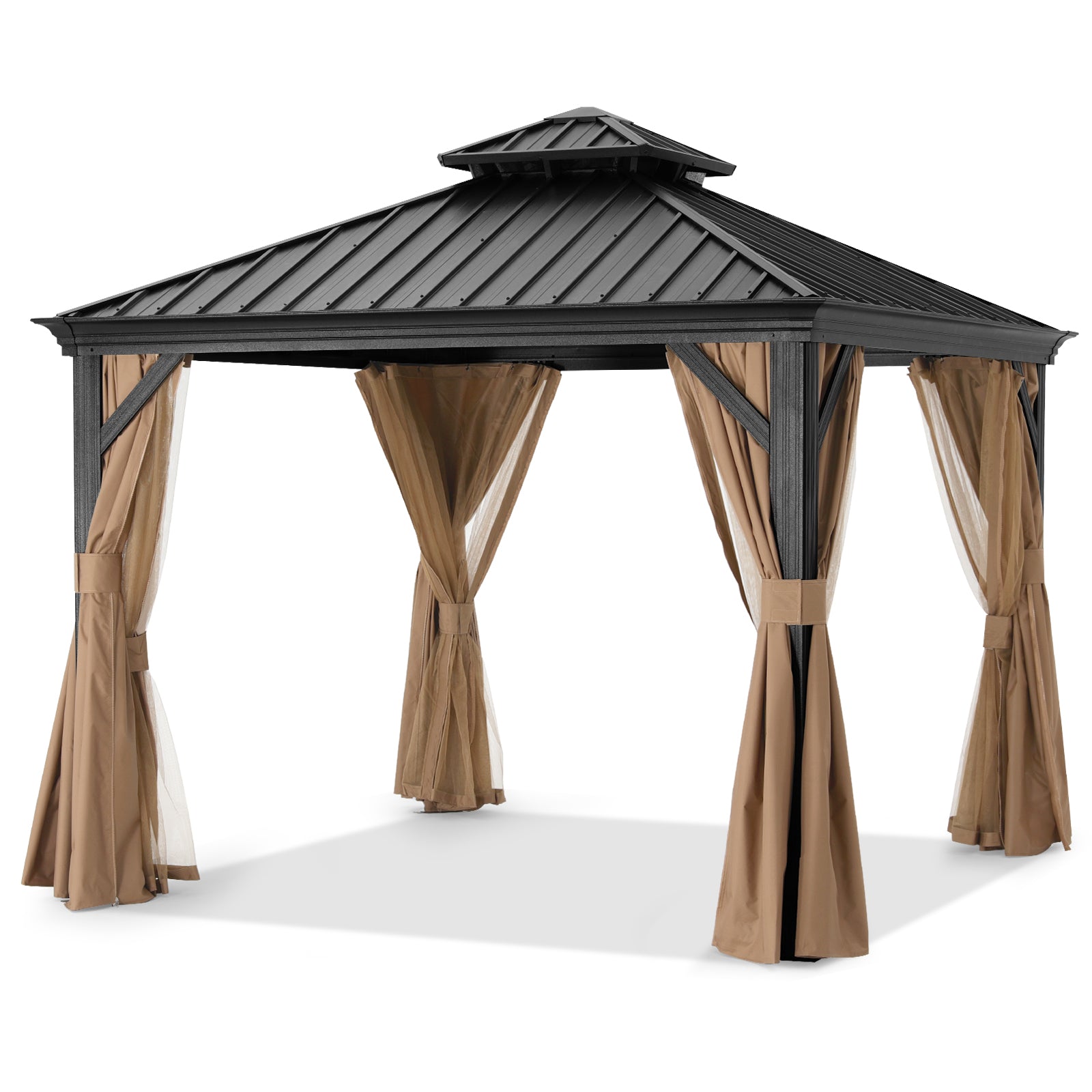 ABCCANOPY Hardtop Gazebo Outdoor Permanent Double Top Gazebo with Netting
