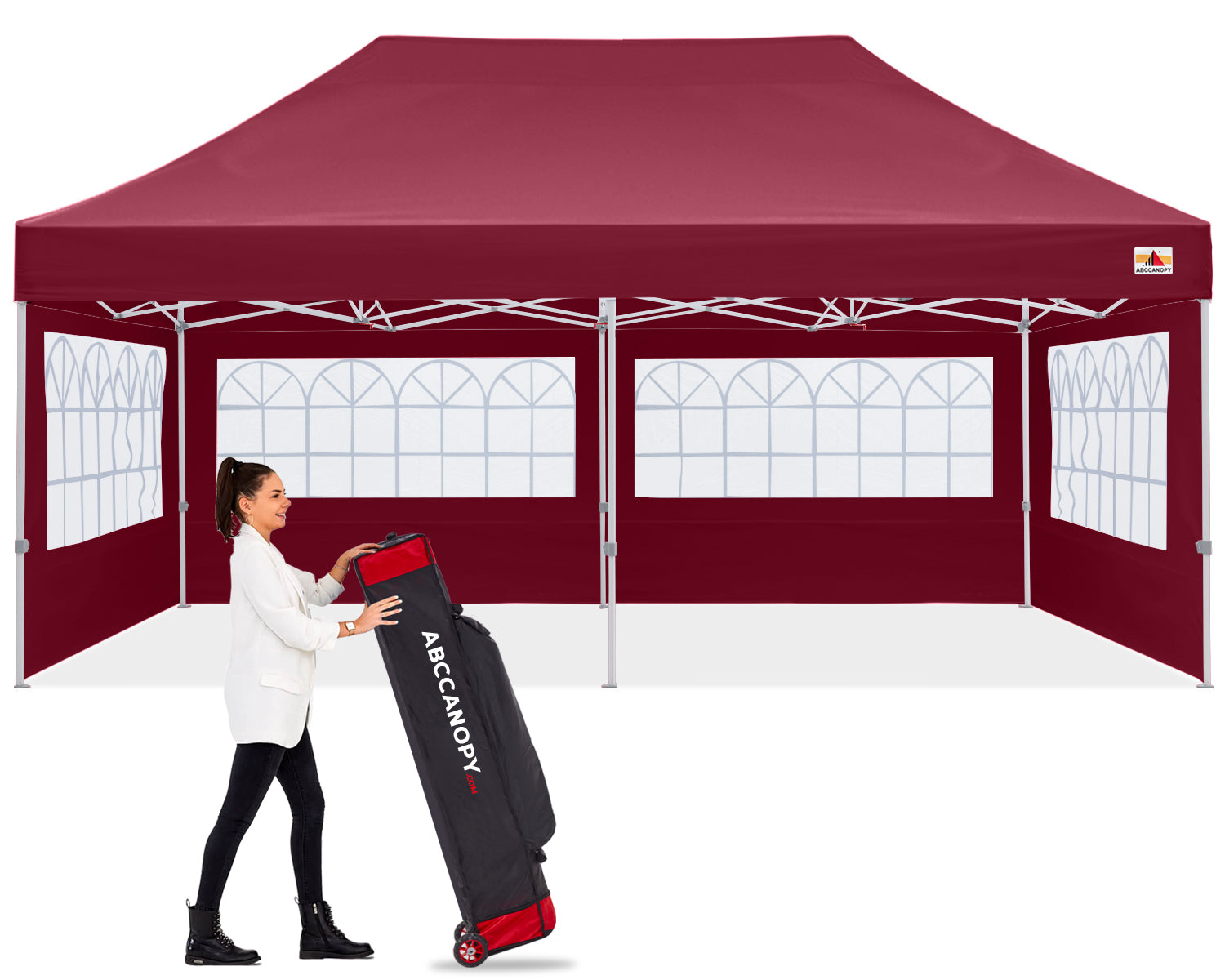 ABCCANOPY Pop Up Church Canopy Tent with Window Sidewalls (S1 Commercial) - 8x8, 10x10, 10x15, 10x20