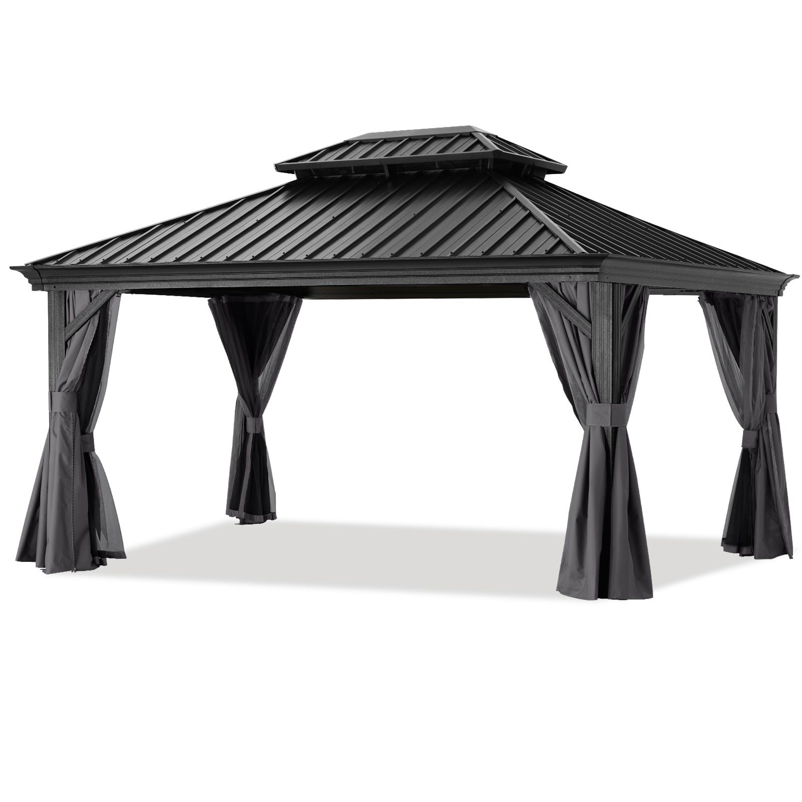 ABCCANOPY Hardtop Gazebo Outdoor Permanent Double Top Gazebo with Netting
