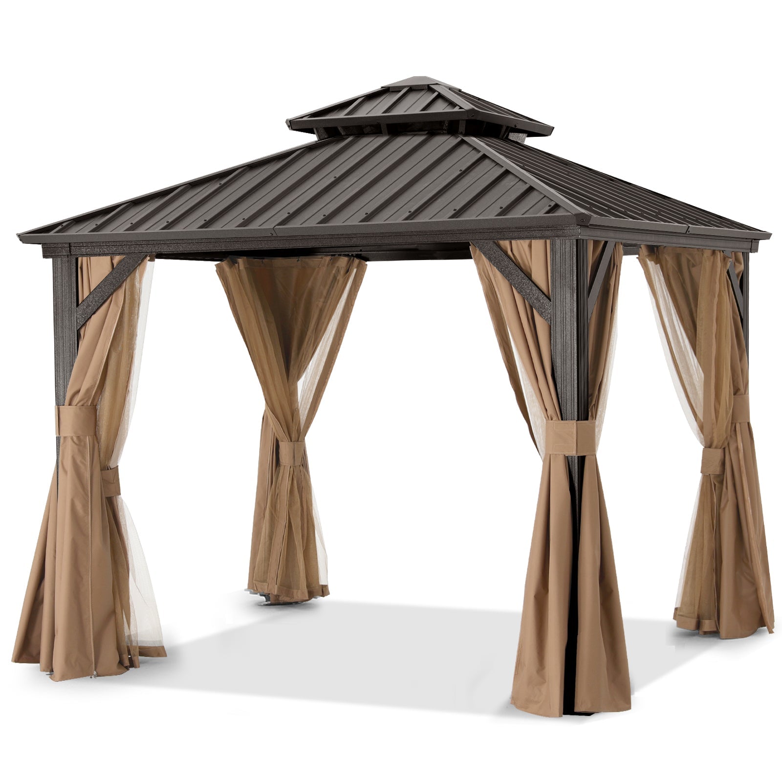 ABCCANOPY Hardtop Gazebo Outdoor Permanent Double Top Gazebo with Netting