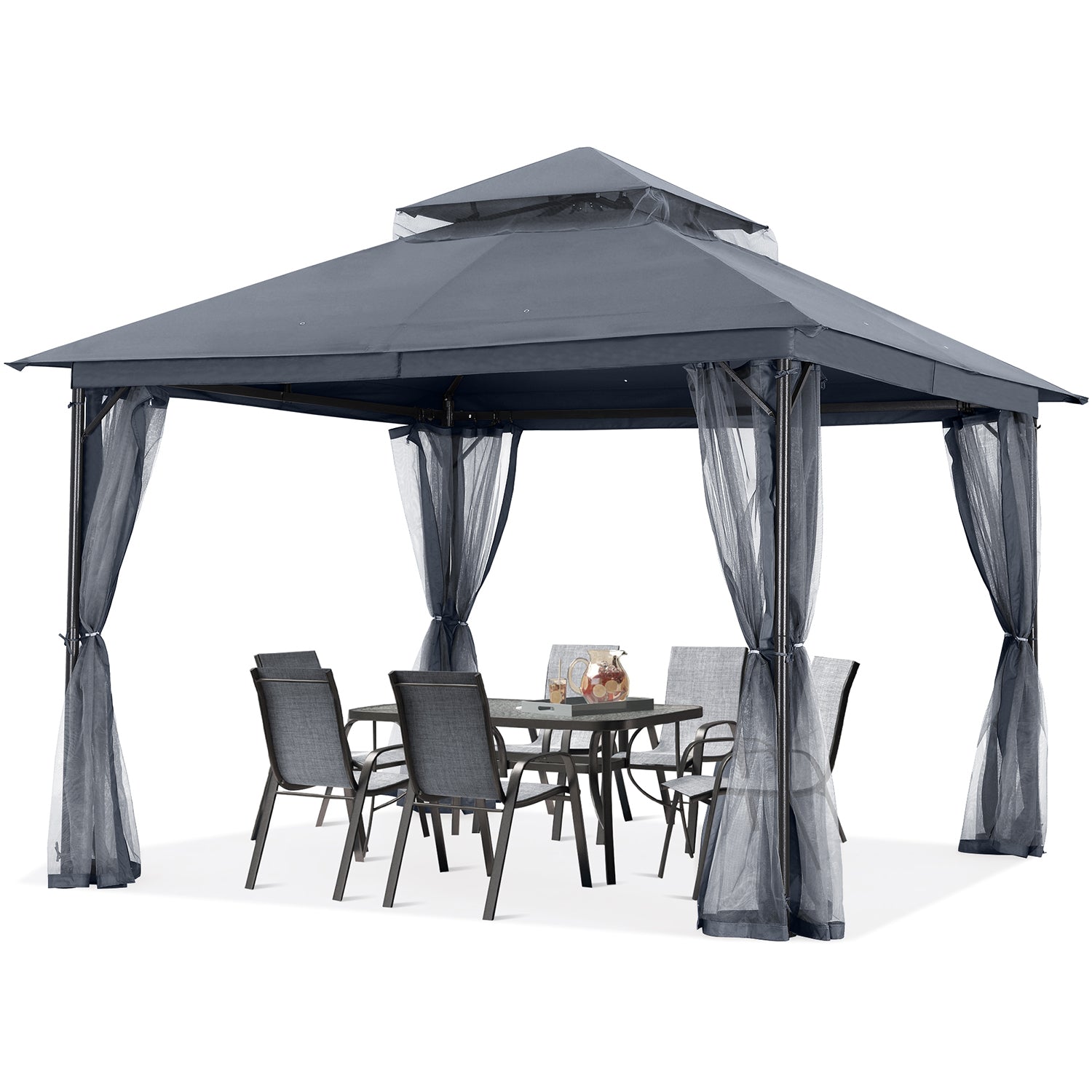 ABCCANOPY Outdoor Patio Gazebo Double Roof Canopy with Mosquito Netting - 11x11, 11x13