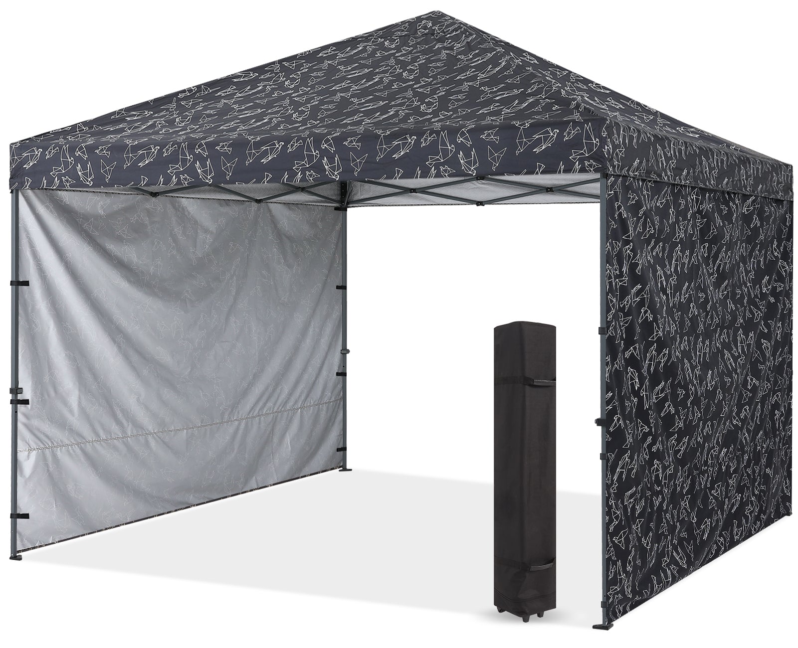 Outdoor Easy Pop up 10x10 Canopy Tent With Graphic Print and 2 Sun Walls