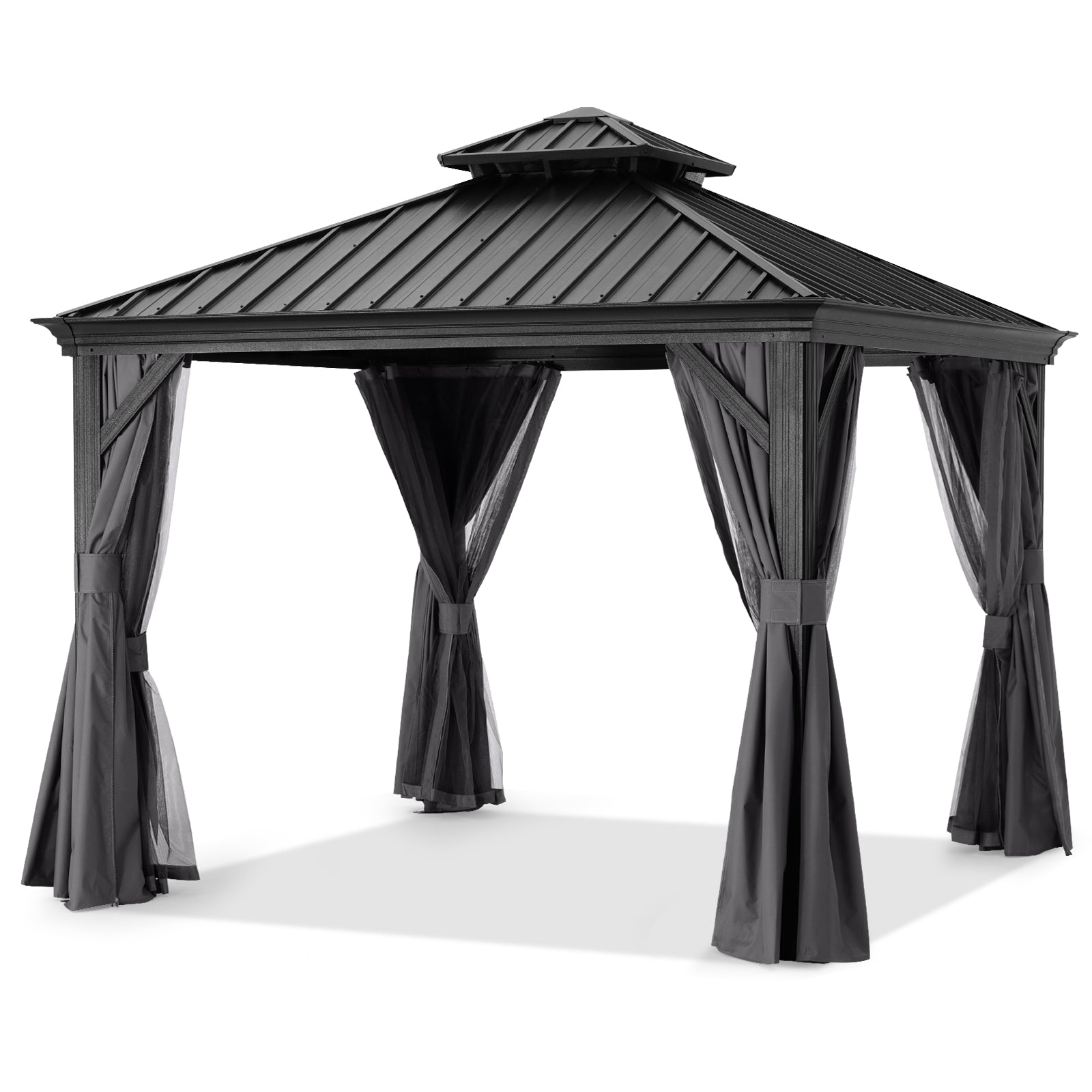 ABCCANOPY Hardtop Gazebo Outdoor Permanent Double Top Gazebo with Netting