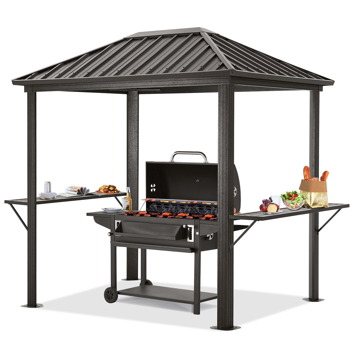 ABCCANOPY 6x8 Hardtop Grill Gazebo Outdoor Permanent BBQ Gazebo