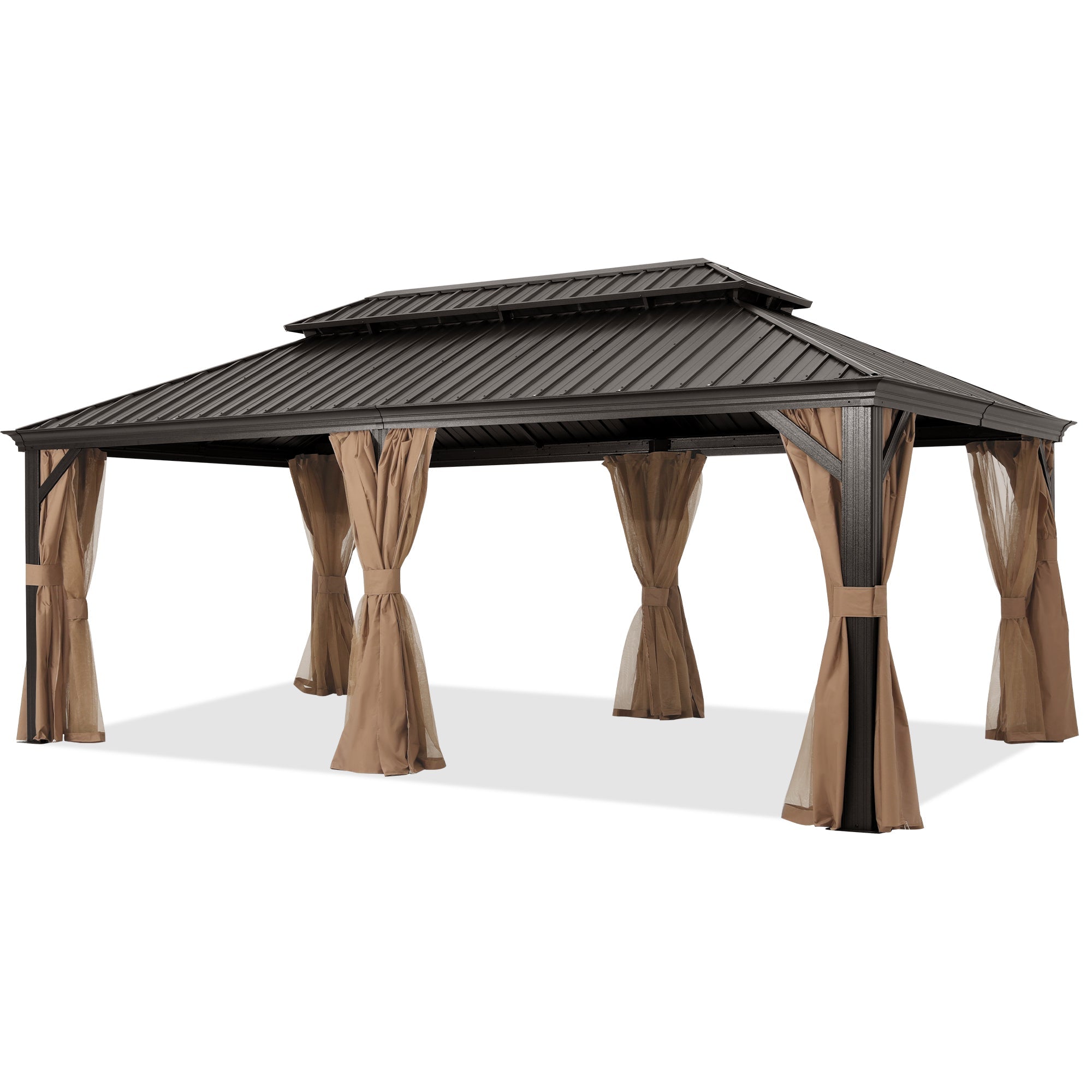 ABCCANOPY Hardtop Gazebo Outdoor Permanent Double Top Gazebo with Netting