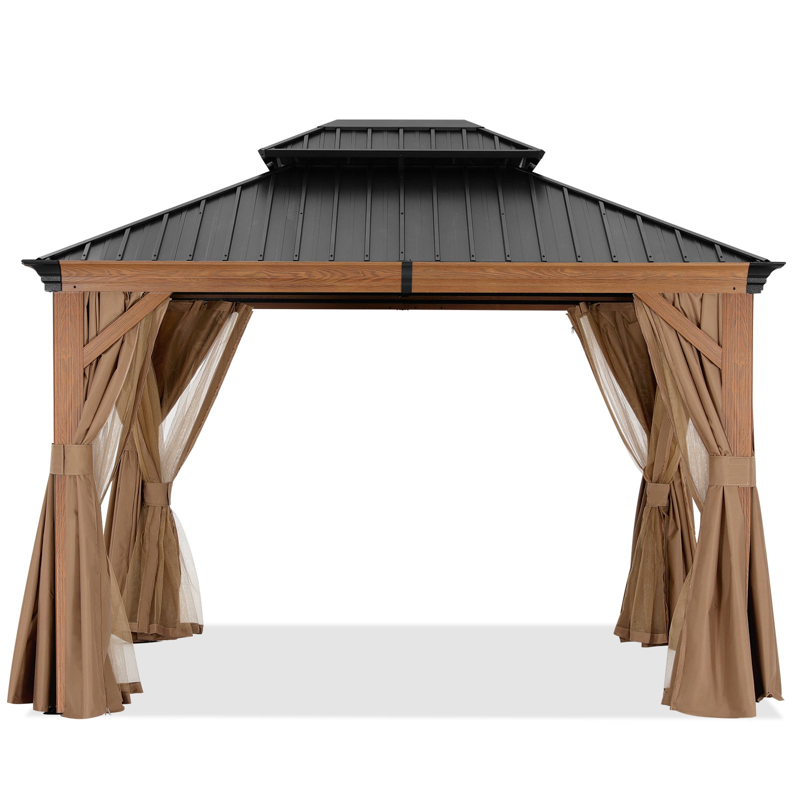 ABCCANOPY Hardtop Gazebo Outdoor Permanent Double Top Gazebo with Netting