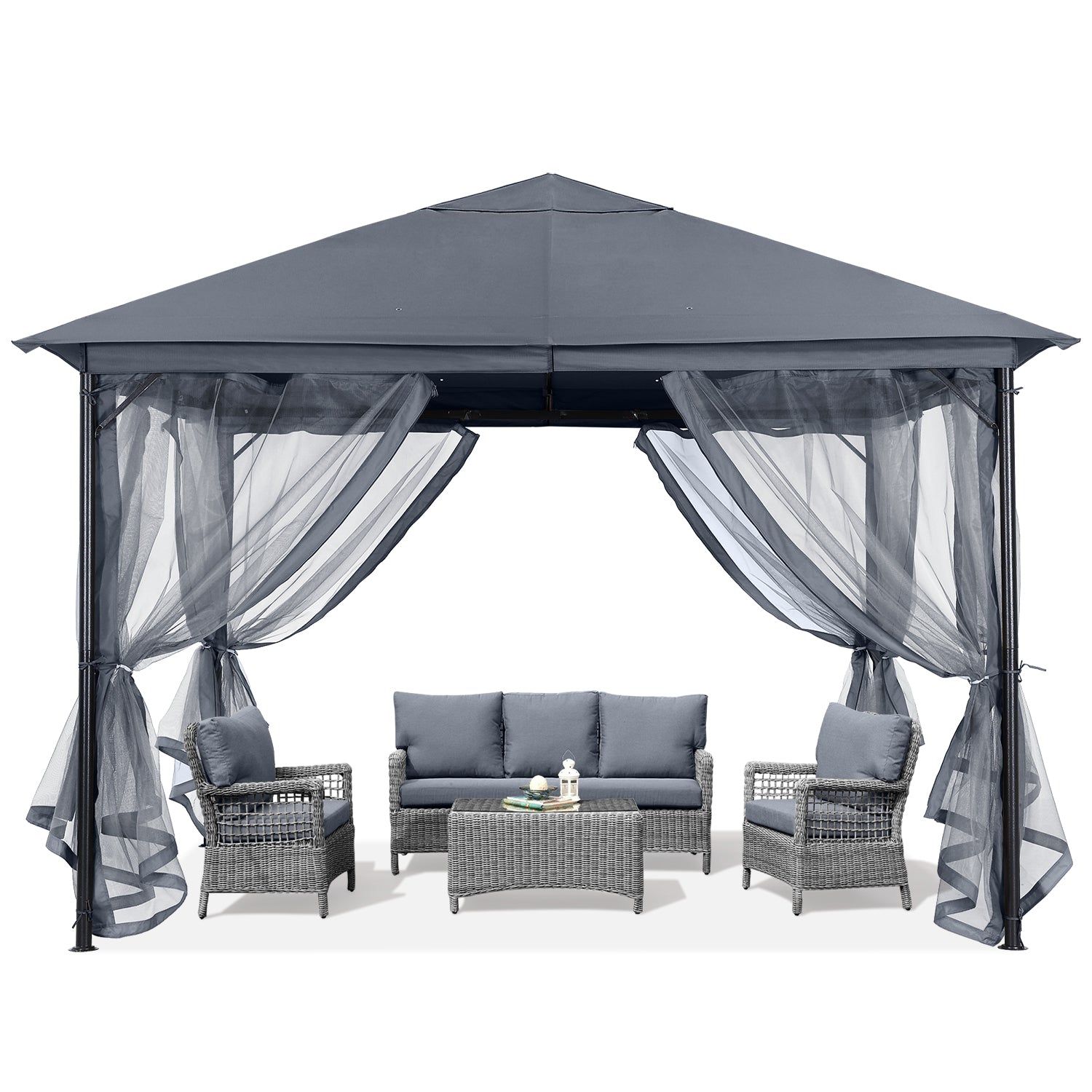 ABCCANOPY Outdoor Patio Gazebo 11x11 Single Roof with Mosquito Netting