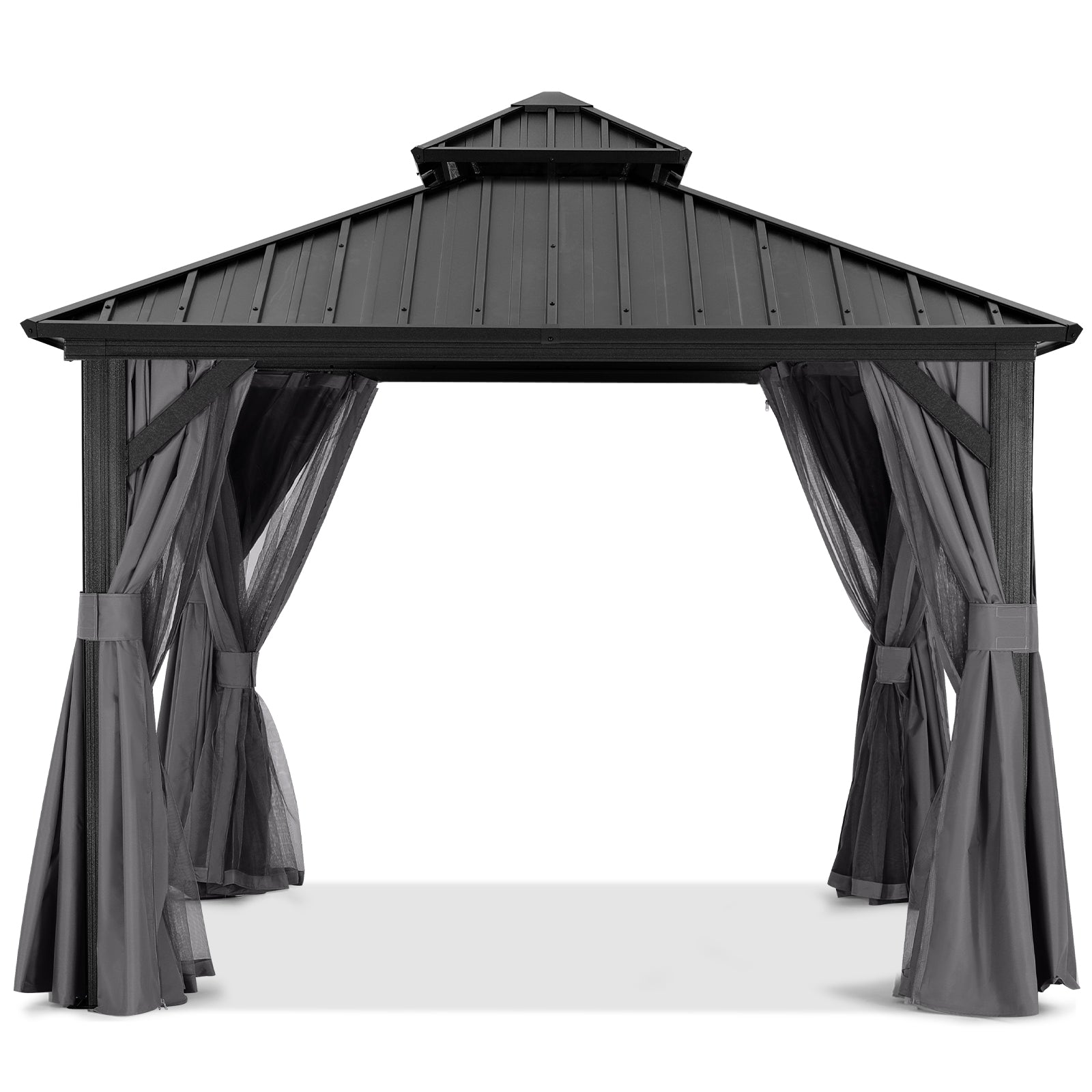 ABCCANOPY Hardtop Gazebo Outdoor Permanent Double Top Gazebo with Netting