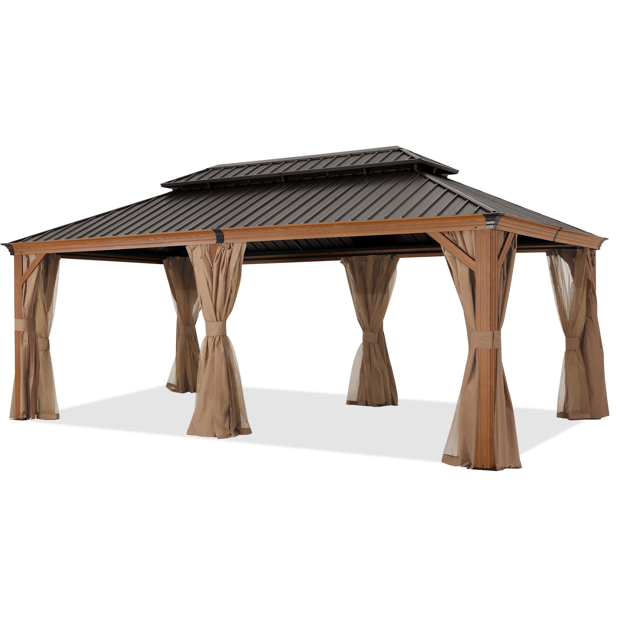 ABCCANOPY Hardtop Gazebo Outdoor Permanent Double Top Gazebo with Netting