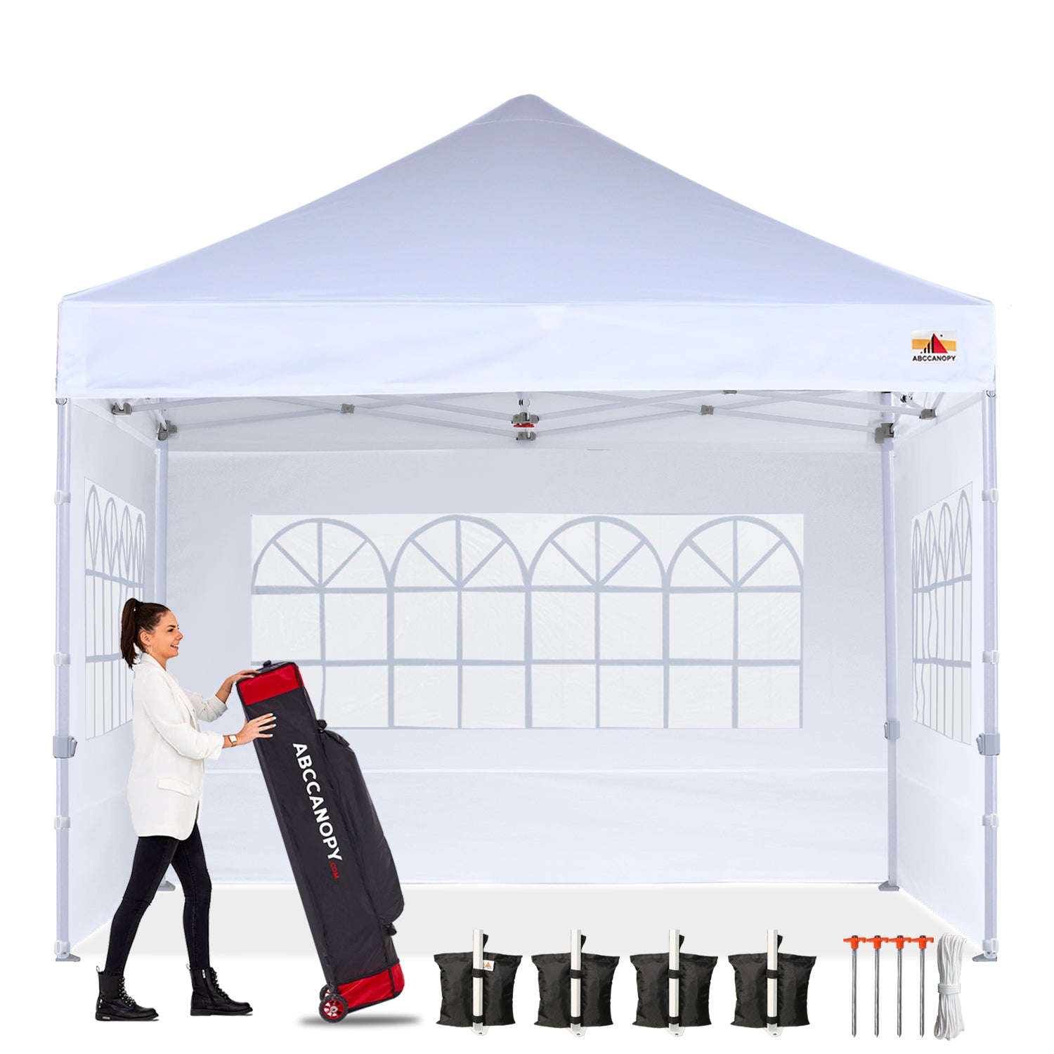 ABCCANOPY Pop Up Church Canopy Tent with Window Sidewalls (S1 Commercial) - 8x8, 10x10, 10x15, 10x20