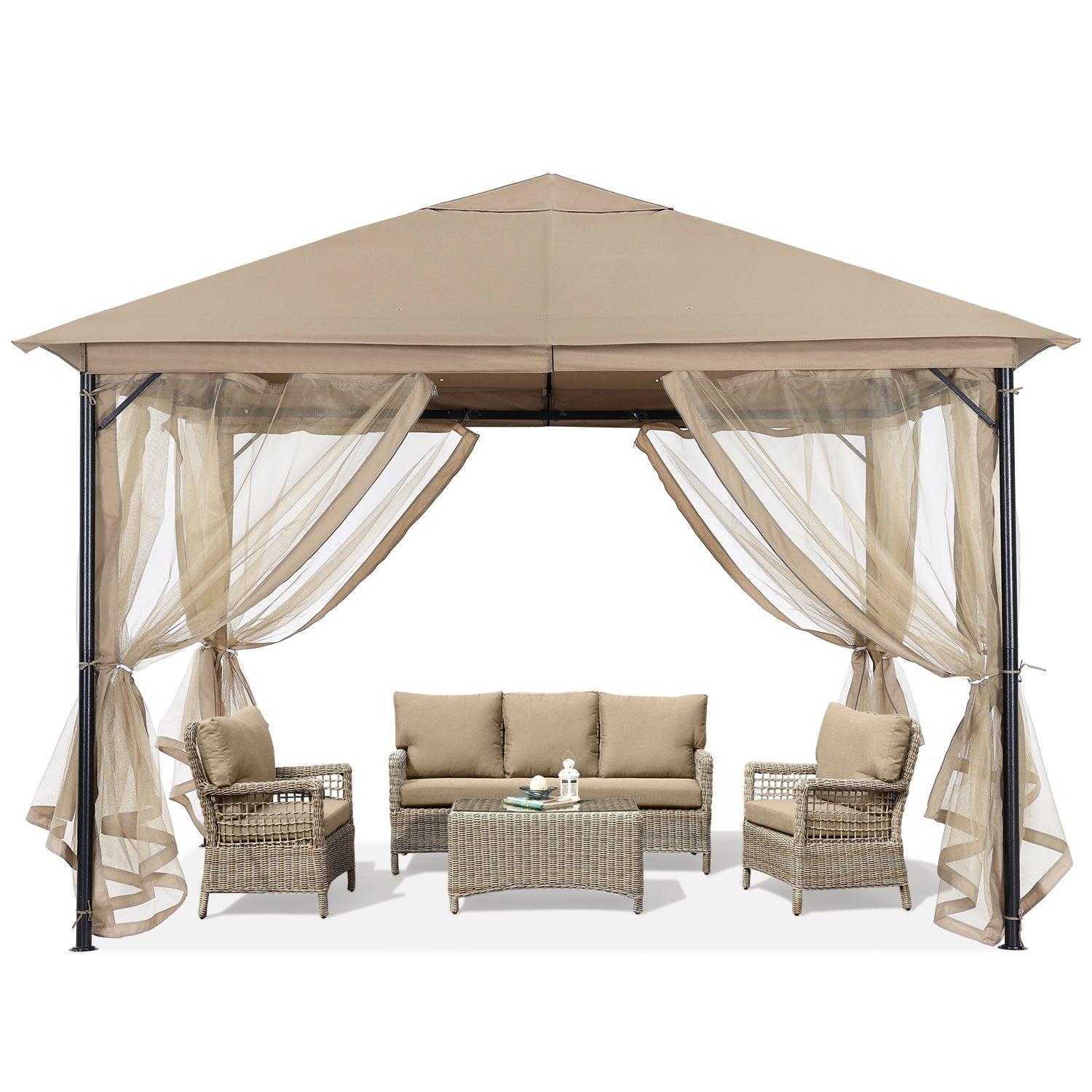 ABCCANOPY Outdoor Patio Gazebo 11x11 Single Roof with Mosquito Netting