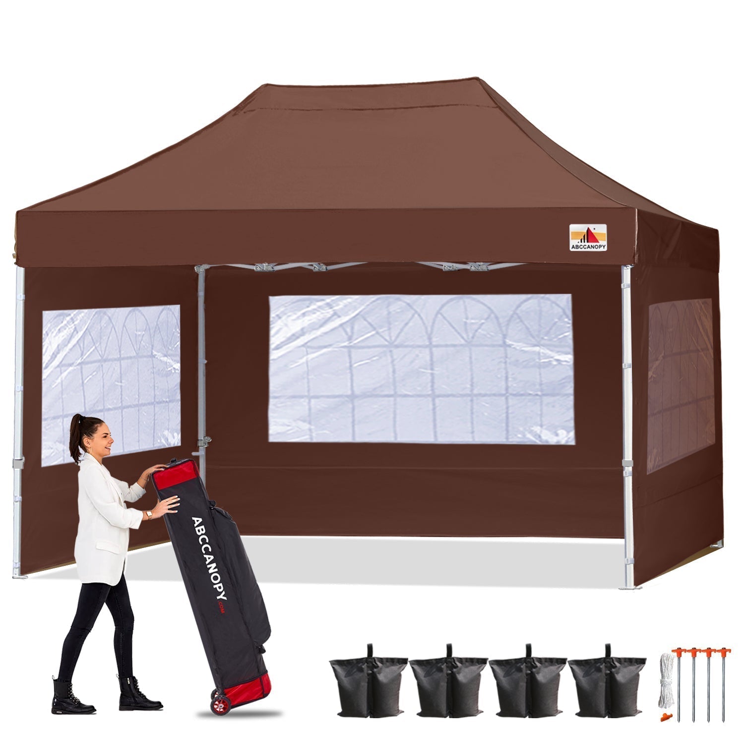 ABCCANOPY Pop Up Church Canopy Tent with Window Sidewalls (S1 Commercial) - 8x8, 10x10, 10x15, 10x20