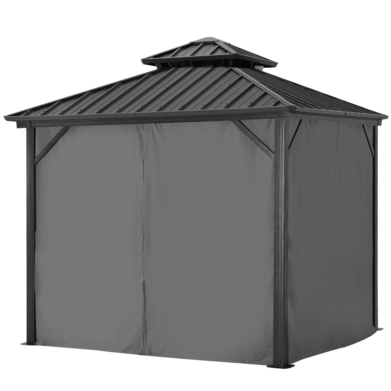 ABCCANOPY Hardtop Gazebo Outdoor Permanent Double Top Gazebo with Netting