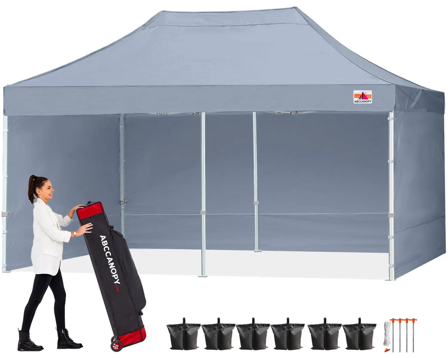 ABCCANOPY S1 Commercial Pop Up Canopy Tent with Sidewalls - 10x10, 10x15, 10x20