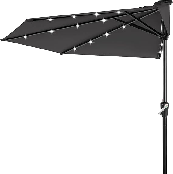 ABCCANOPY Outdoor 9/10/11FT Patio Umbrella Half Round Outdoor Umbrella