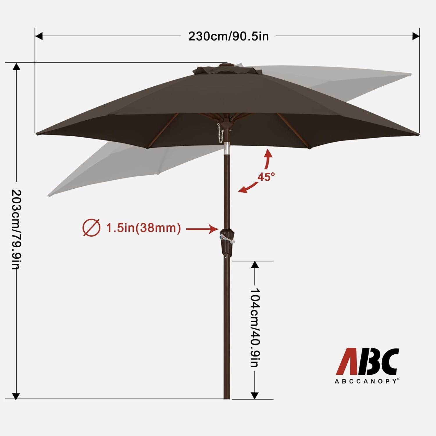 ABCCANOPY 7.5FT Outdoor Patio Umbrella 8 Ribs