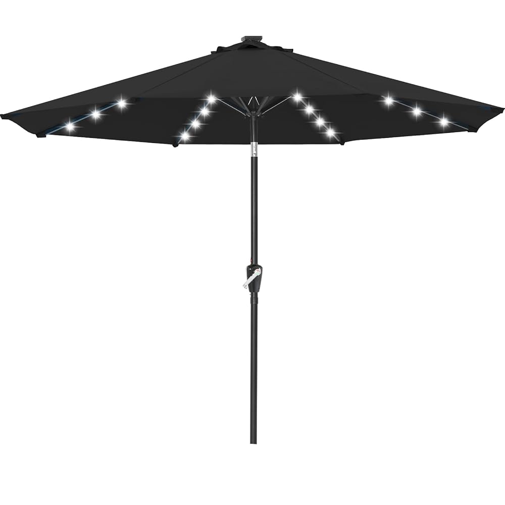 ABCCANOPY Outdoor Solar Patio Umbrella with 32 LED Lights 8 Ribs