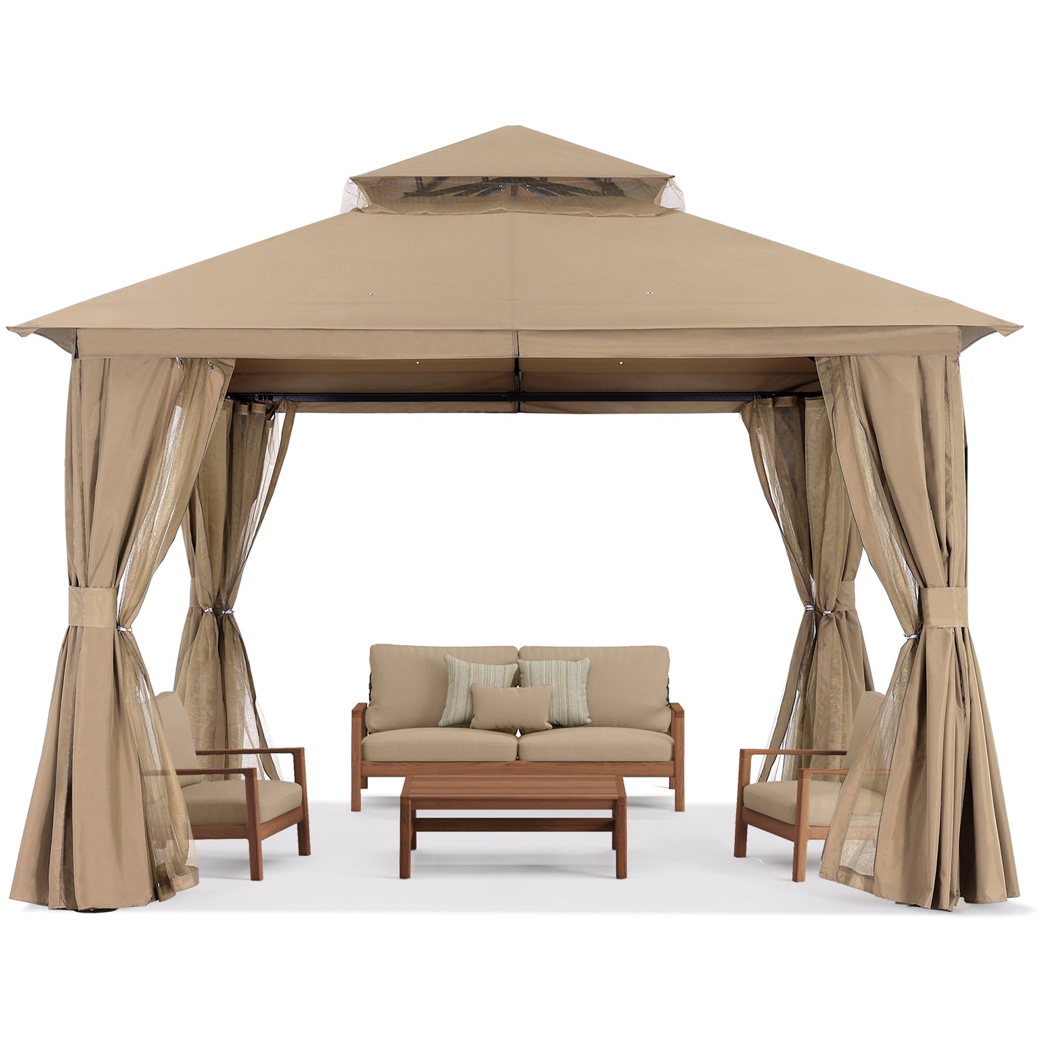 ABCCANOPY Outdoor Patio Gazebo with Mosquito Netting & Curtain 9x9, 11x11