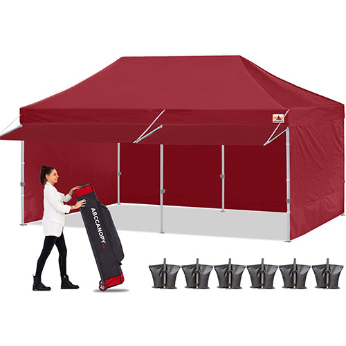 ABCCANOPY S1 Commercial Pop Up Canopy Tent with Awning and Sidewalls - 10x10, 10x20