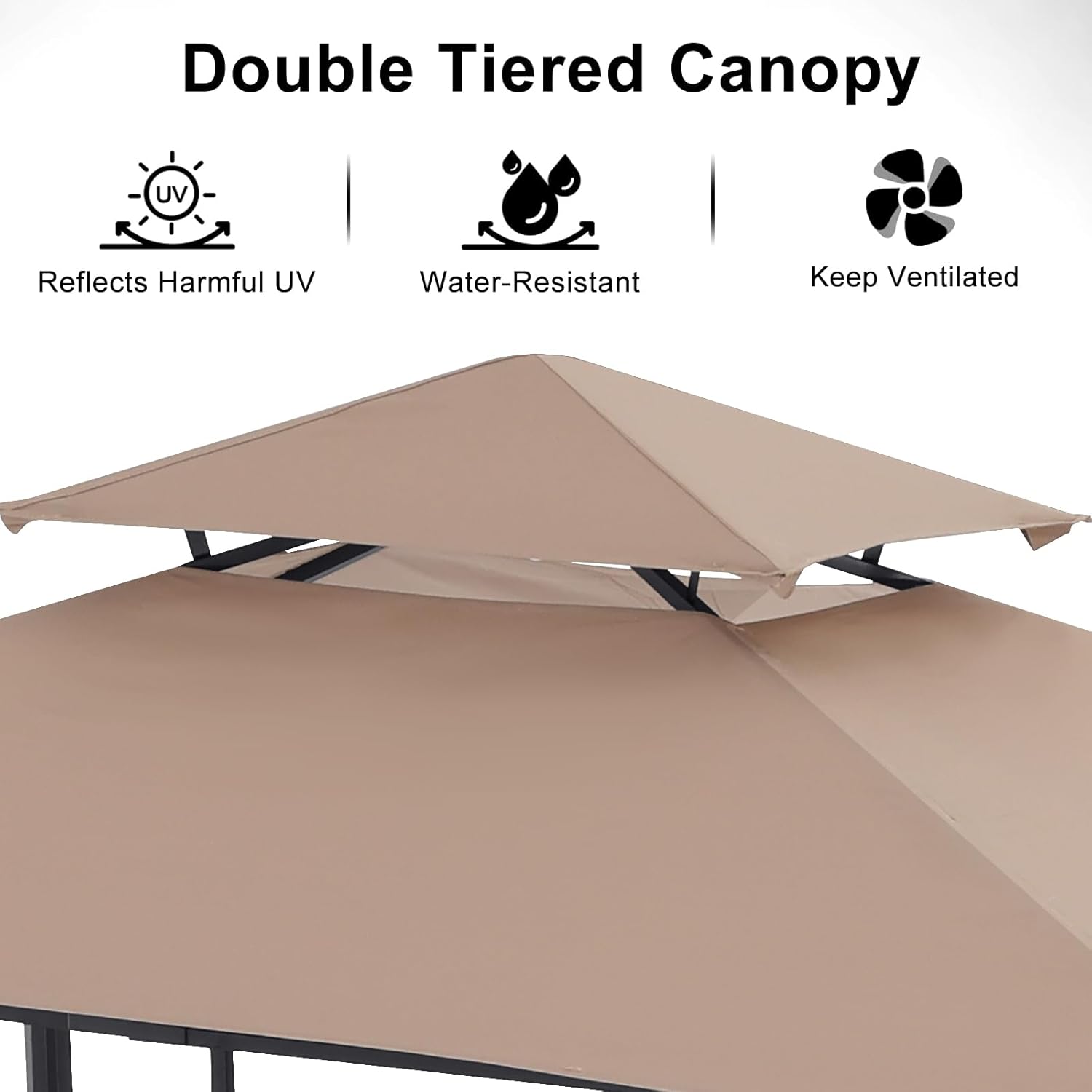 ABCCANOPY 8x5 Outdoor Grill Gazebo with Extra Awning BBQ Gazebo with LED Lights