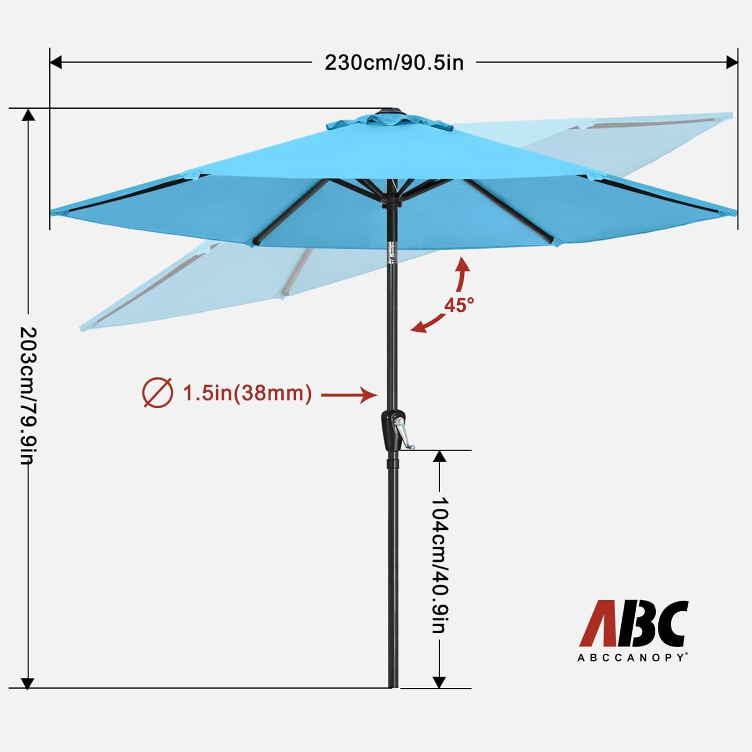 ABCCANOPY 7.5FT Patio Table Umbrella UV Protection Umbrella for Garden 6 Ribs
