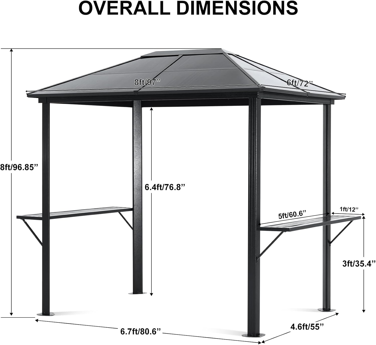 ABCCANOPY 6x8 Hardtop Grill Gazebo Cnaopy Outdoor BBQ Gazebo Shelter