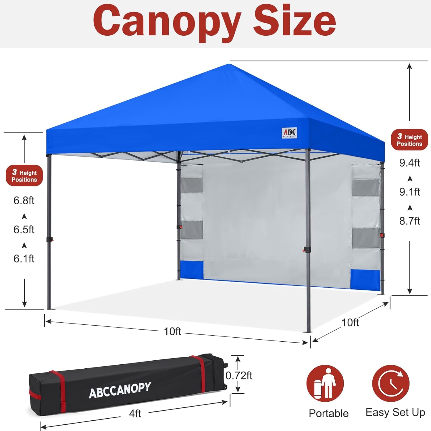 ABCCANOPY 10x10 Pop Up Canopy Tent with Storage Sidewall