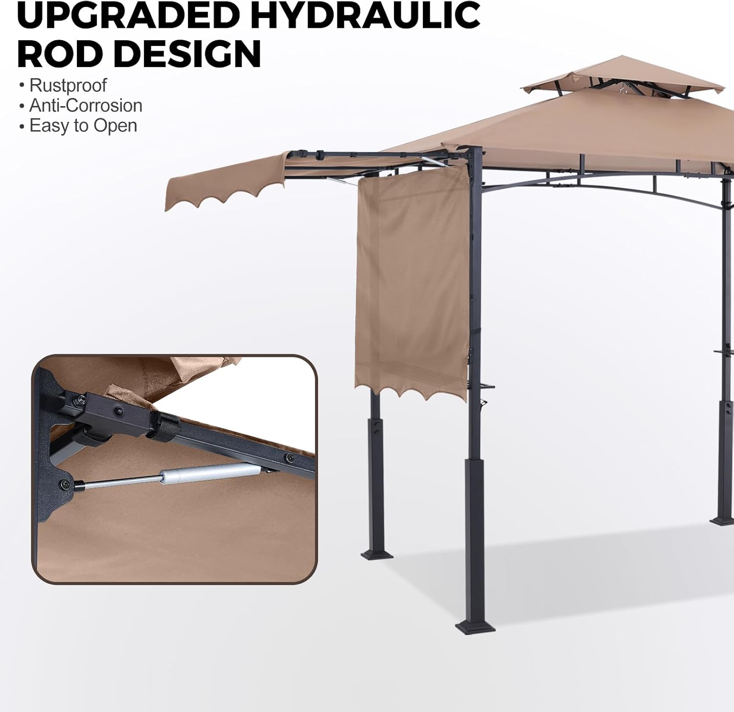 ABCCANOPY 8x5 Outdoor Grill Gazebo with Extra Awning BBQ Gazebo with LED Lights