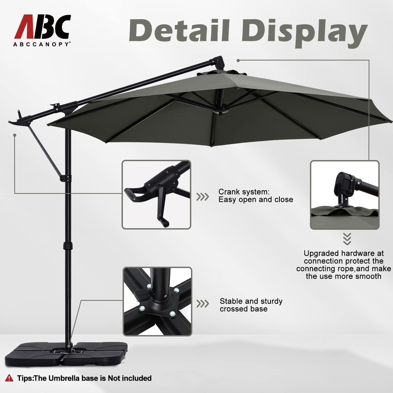 ABCCANOPY Cantilever Umbrella Offset Hanging Patio Umbrella 10FT