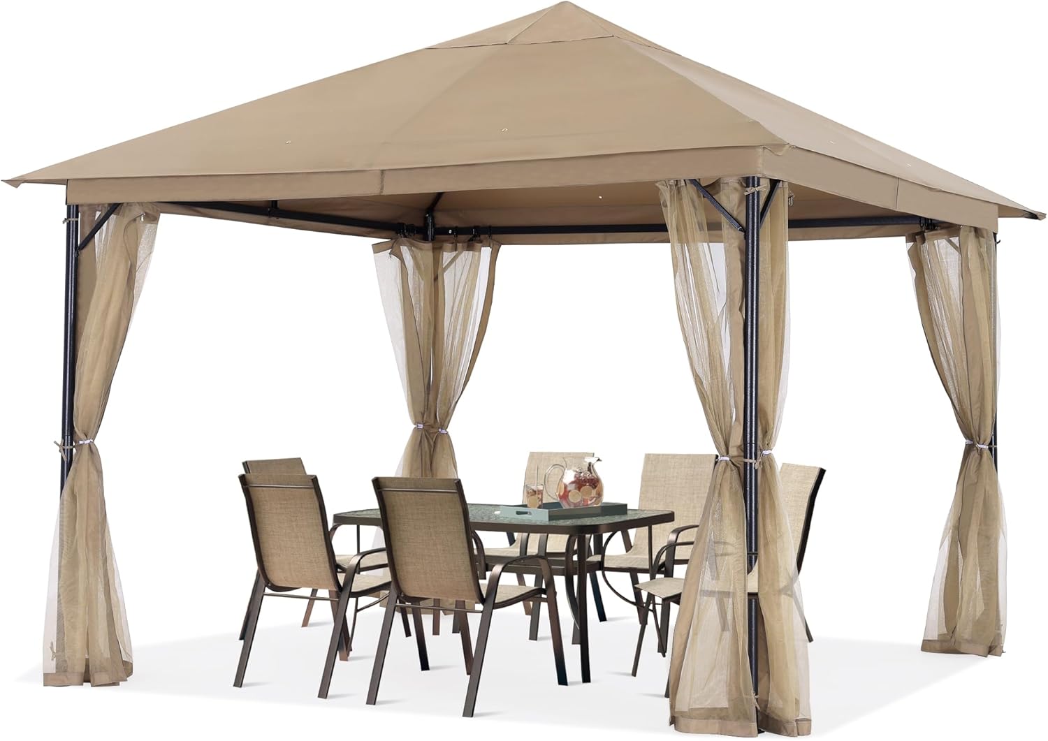 ABCCANOPY Outdoor Patio Gazebo 11x11 Single Roof with Mosquito Netting