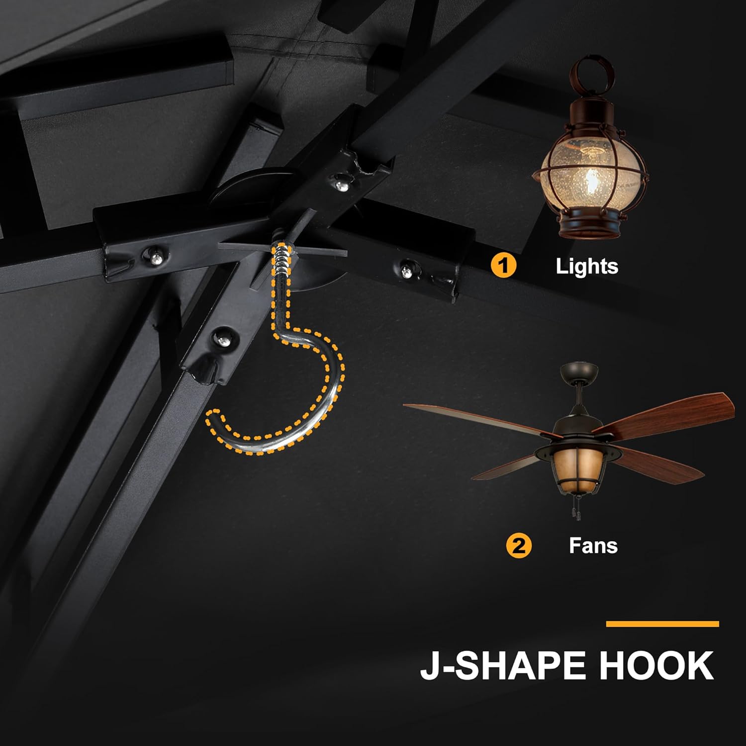 ABCCANOPY 8x5 Outdoor Grill Gazebo with Extra Awning BBQ Gazebo with LED Lights