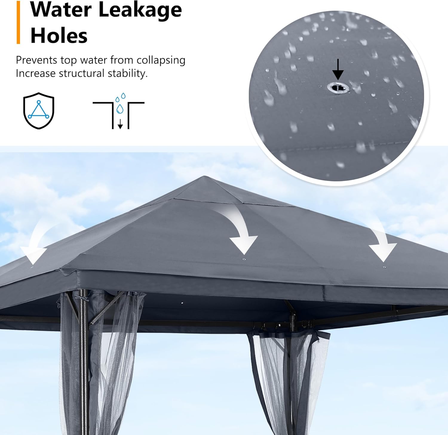 ABCCANOPY Outdoor Patio Gazebo 11x11 Single Roof with Mosquito Netting