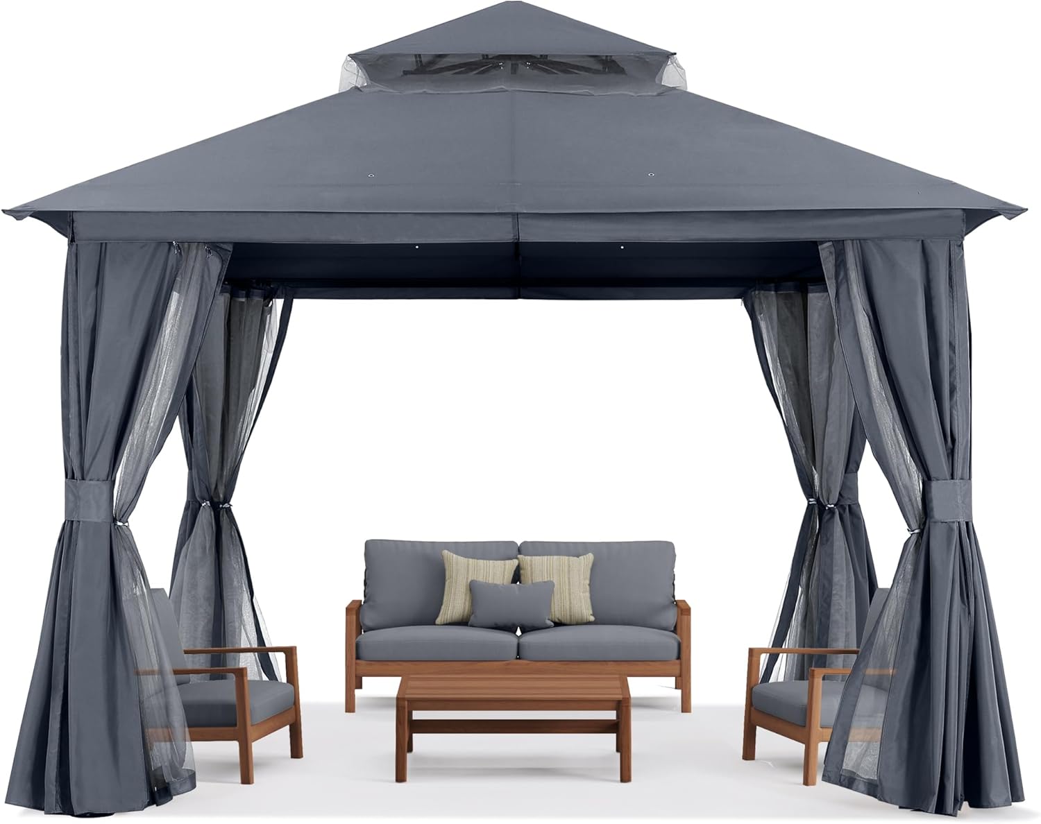 ABCCANOPY Outdoor Patio Gazebo 9x9/11x11 with Mosquito Netting & Curtain
