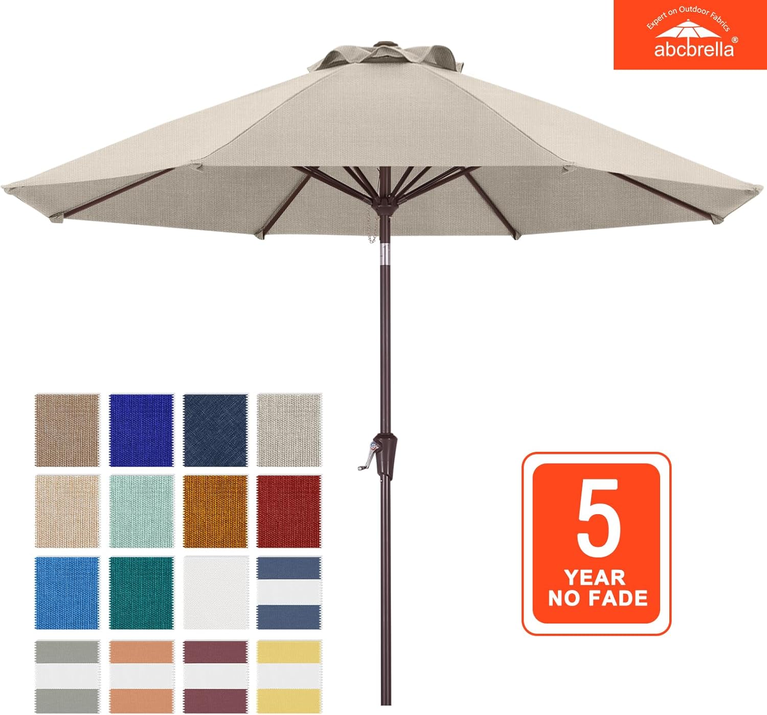 ABCCANOPY 9FT Patio Umbrella Outdoor Table Umbrella 8 Ribs OLEFIN 5-Year No Fading