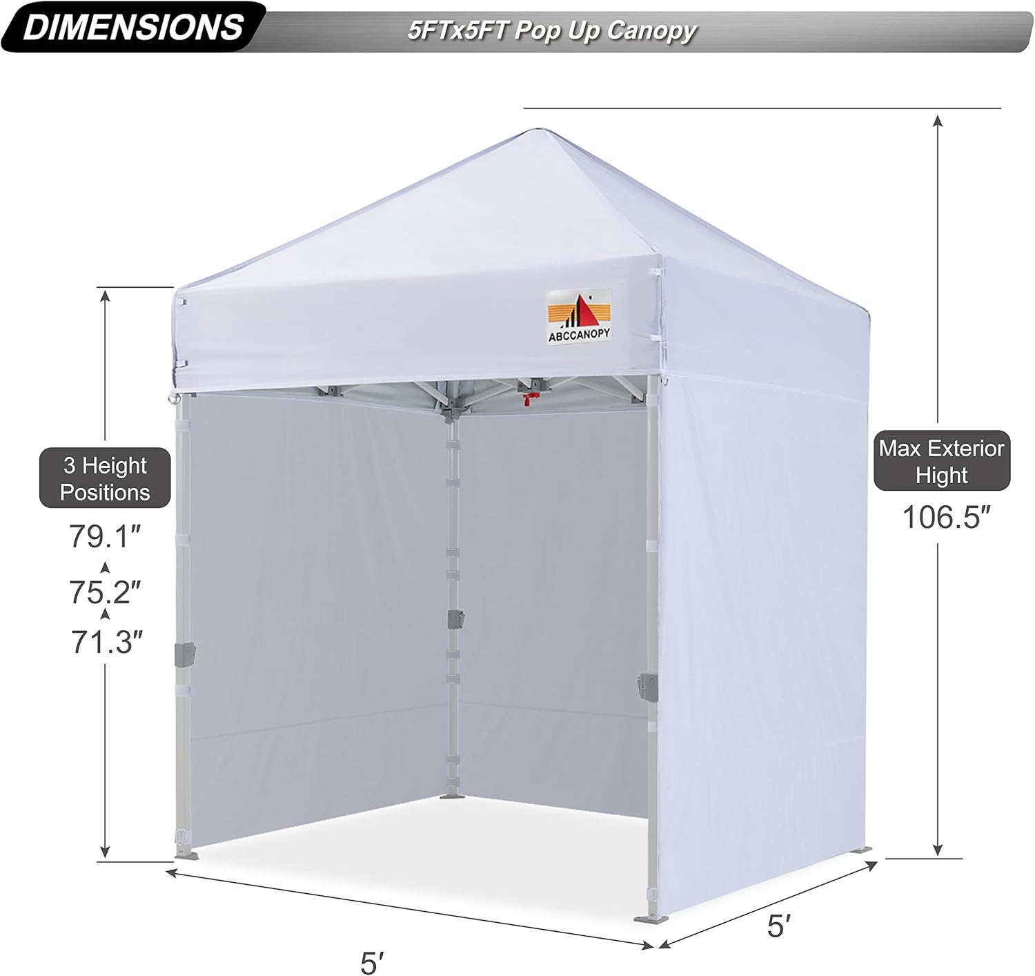 ABCCANOPY Easy Pop Up Canopy Tent with Sidewalls - 5x5