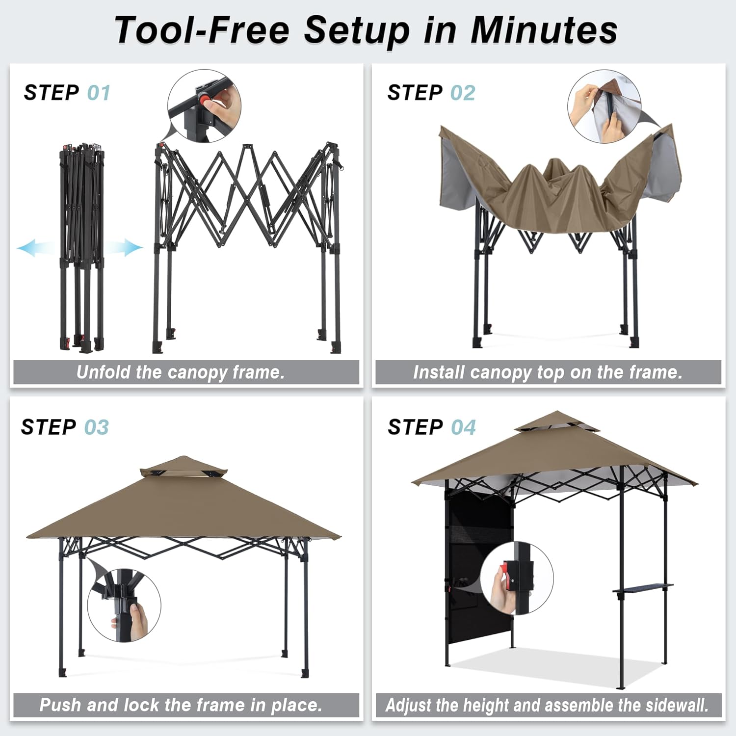 ABCCANOPY 8x5 Grill Gazebo BBQ Outdoor Shelter with LED Light