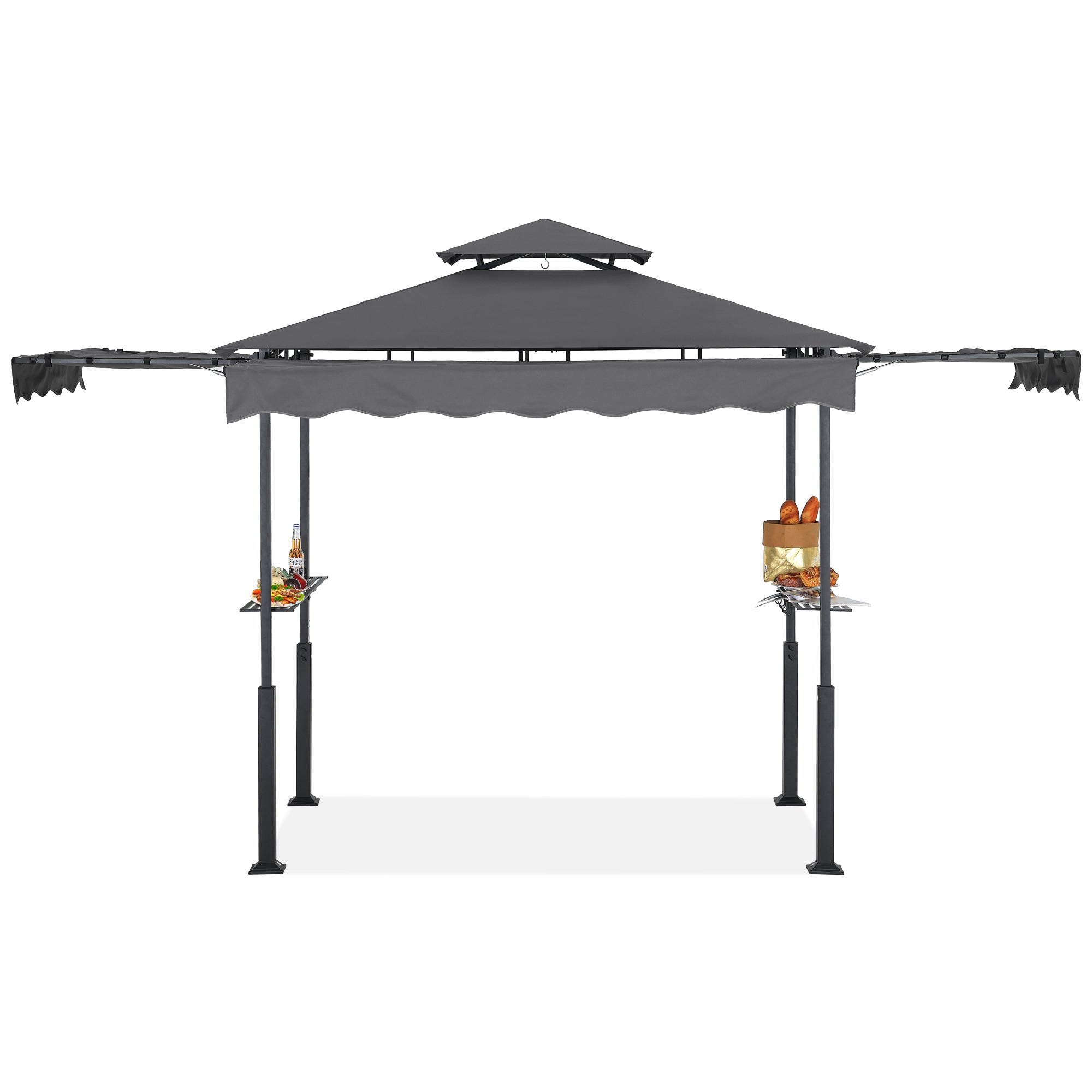 ABCCANOPY 8x5 Outdoor Grill Gazebo with Extra Awning BBQ Gazebo with LED Lights