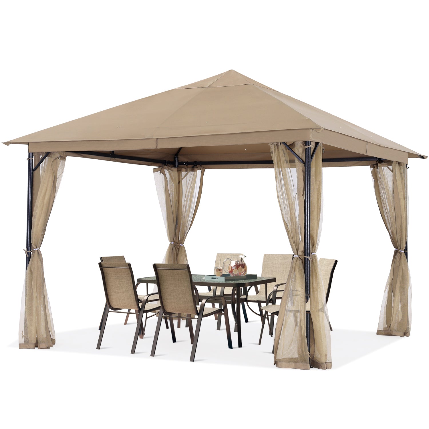 ABCCANOPY Outdoor Patio Gazebo 11x11 Single Roof with Mosquito Netting